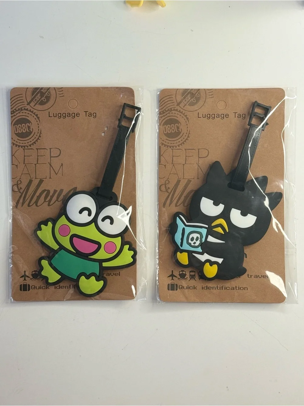 Cute Frog and Black Bird Luggage Tags - Green & Black